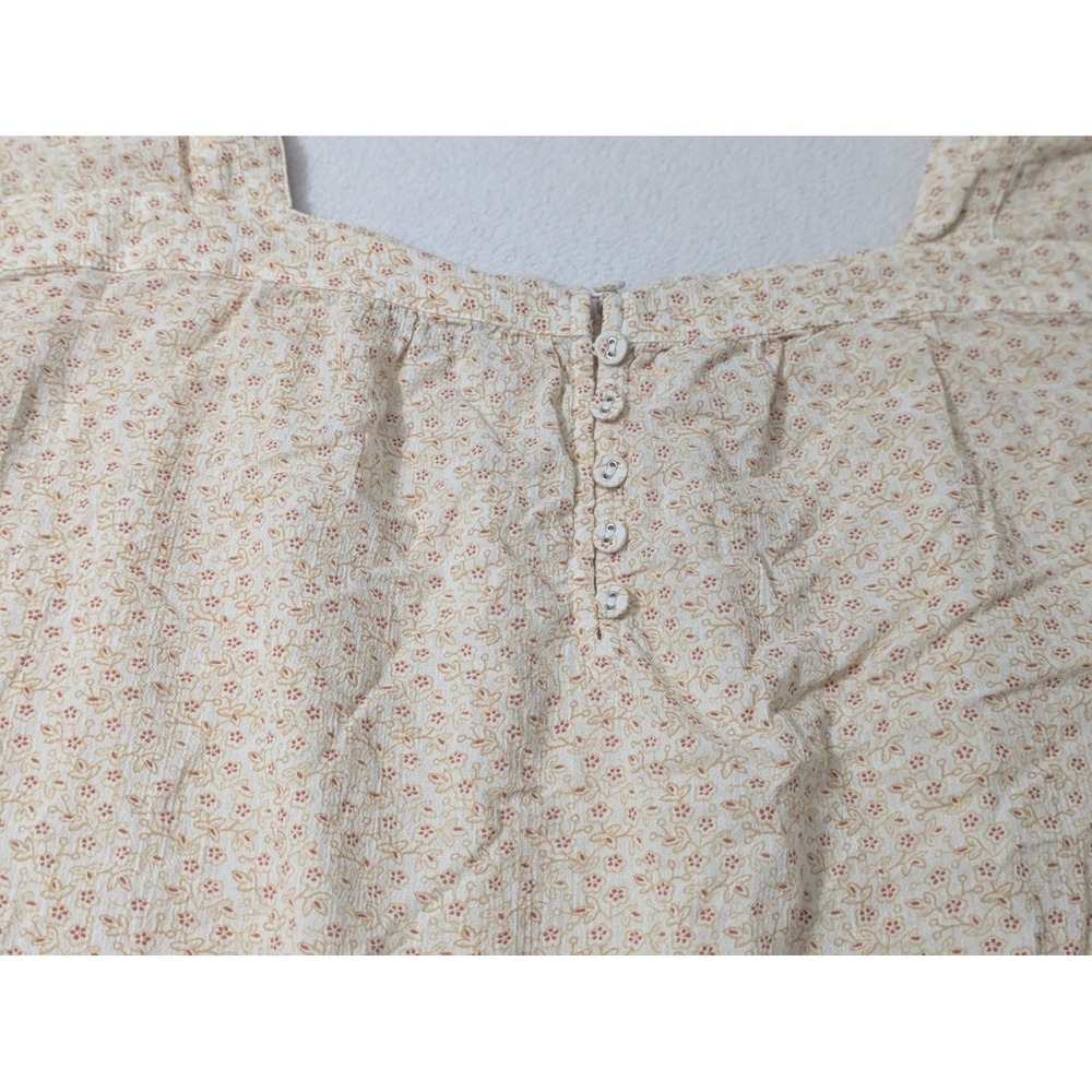 Madewell Top Large Yellow Beige Square Neck Ditsy Floral Cottage Prairie - Picture 9 of 12